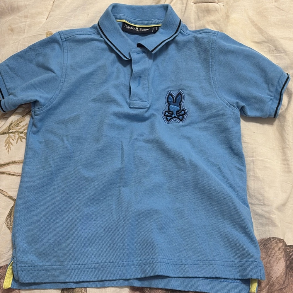 Boys blue collard psycho bunny polo